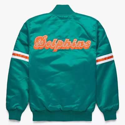 Miami Dolphins Turquoise Satin Letterman Varsity Jacket green - NFL