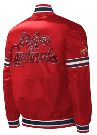 Men St. Louis Cardinals Satin Red varsity Jacket Full-Snap with Embroidery logos - MLB