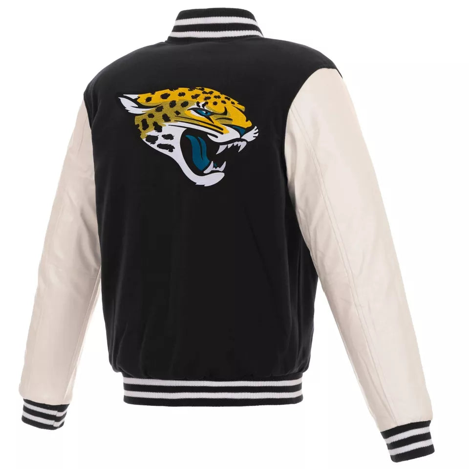 Letterman Jacksonville Jaguars Black and White Varsity Jacket Black and white - NFL