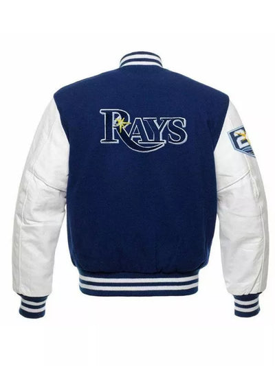 Men Letterman Tampa Bay Rays Blue and White Varsity Jacket - MLB