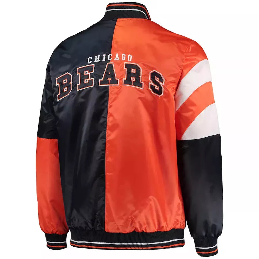 Chicago Bears Orange & Black Satin Letterman Varsity Jacket - NFL
