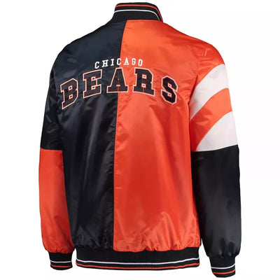 Chicago Bears Orange & Black Satin Letterman Varsity Jacket - NFL