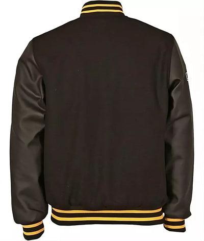 Men Pittsburgh Pirates Black Letterman Varsity Jacket with Real Leather Sleeves - MLB