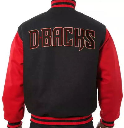 Men Letterman Arizona Diamondbacks Black and Red All Wool Varsity Jacket - MLB