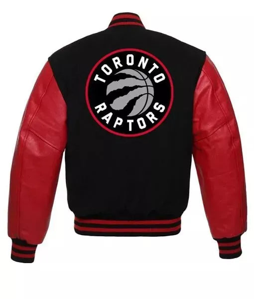 Letterman Toronto Raptors Black and Red Varsity Jacket - NBA
