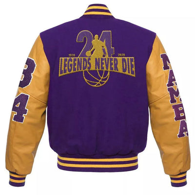Letterman Los Angeles Lakers Kobe Bryant Mamba Purple and Yellow Varsity Jacket - NBA