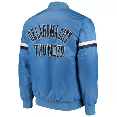 Men Oklahoma City Thunder Blue Satin Varsity Letterman Jacket - NBA
