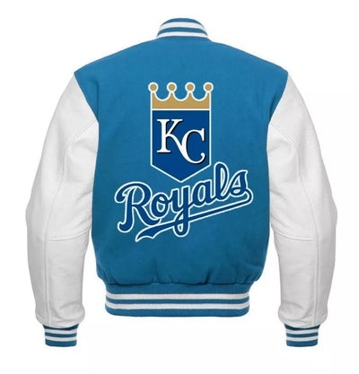 Kansas City Royals Blue and White Letterman Varsity Jacket