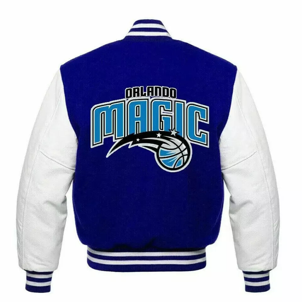 Letterman Orlando Magic Blue and White Varsity Jacket - NBA