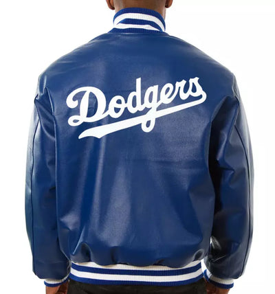 Men Los Angeles Dodgers Classic Blue Genuine Sheep Leather Letterman Varsity Jacket - MLB