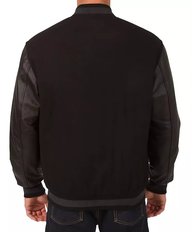 Men San Francisco Giants Black Letterman Varsity Jacket Black Genuine Leather sleeves - MLB