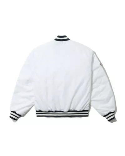 Men Letterman New Era NY Yankees White Satin Varsity Jacket - MLB