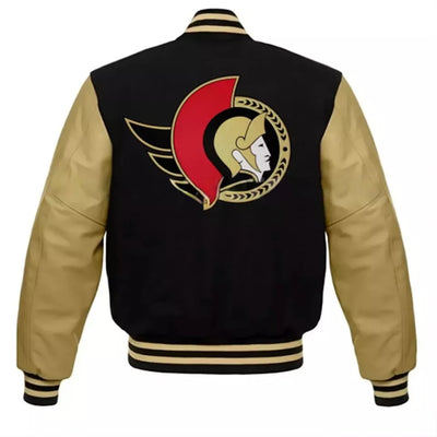 Ottawa Senators Varsity Jacket Letterman Style with Genuine Leather Sleeves - NHL