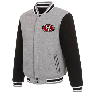 Men San Francisco 49ers Varsity Gray and Black Wool Jacket - NFL