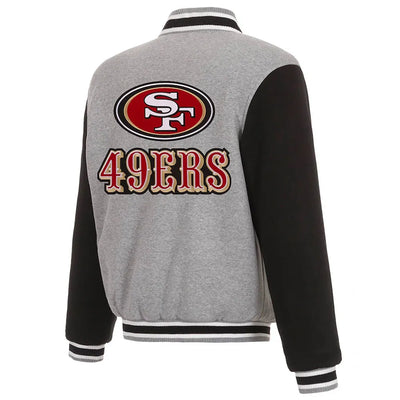 Men San Francisco 49ers Varsity Gray and Black Wool Jacket - NFL