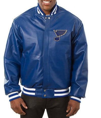 Men St. Louis Blues Royal Blue Leather Jacket - NHL