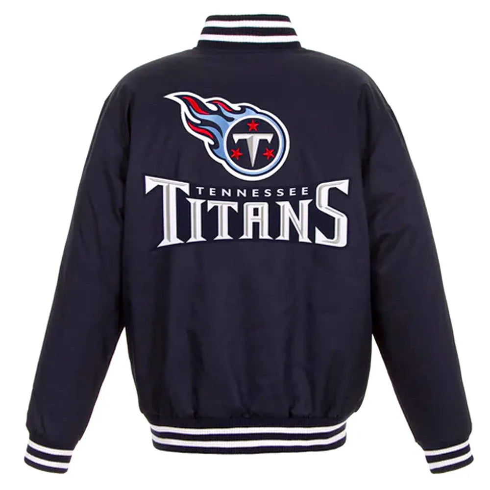 Men Tennessee Titans Navy Blue Varsity Wool Jacket - NFL