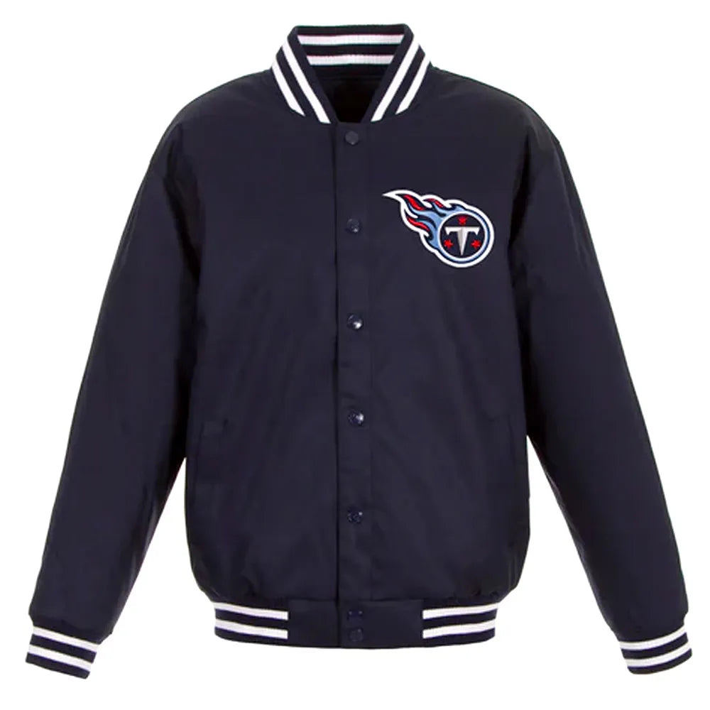 Men Tennessee Titans Navy Blue Varsity Wool Jacket - NFL