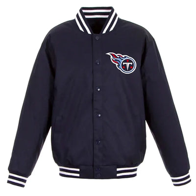 Men Tennessee Titans Navy Blue Varsity Wool Jacket - NFL