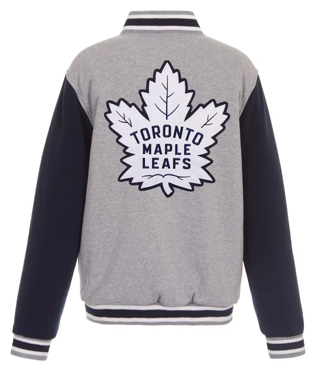 Men Toronto Maple Leafs Wool Gray & Navy Varsity Jacket - NHL