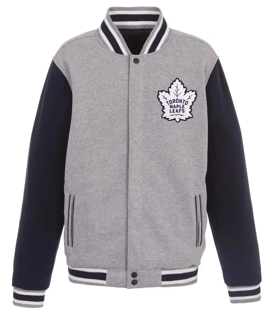Men Toronto Maple Leafs Wool Gray & Navy Varsity Jacket - NHL