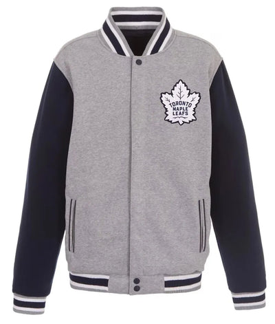 Men Toronto Maple Leafs Wool Gray & Navy Varsity Jacket - NHL