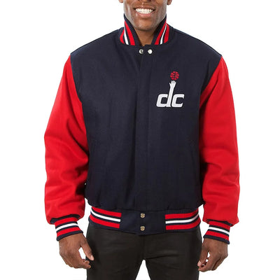 Men Washington Wizards Domestic Navy & Red Wool Varsity Jacket - NBA